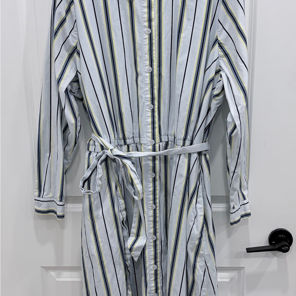 Lane Bryant Navy and Yellow Striped Blouse